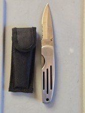 Vintage Stainless Pocket Knife Serrated Stainless Steel Blade picture