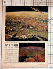 1944 LIFE Magazine Chesley Bonestell Trip to Moon Space Art Article Original picture
