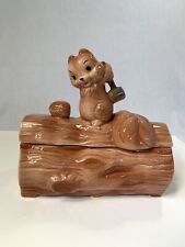 Vintage MCM Brush McCoy Squirrel & Nut On A Log Cookie Jar USA picture