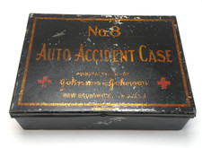 1906 - 1920s Antique Johnson & Johnson No. 8 Automotive First Aid Kit.  Tin Only picture