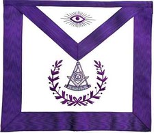 MASONIC PAST MASTER Synthetic  LEATHER APRON EMBROIDERED Purple picture