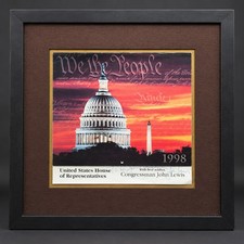 1998 John Lewis Signed Congressman US Capitol Print Civil Rights Framed 18x18 picture