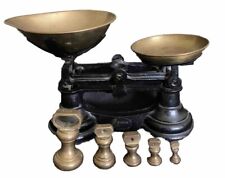English Vintage Sweet Scale Cast Iron and Brass. Plus Set Of Brass Weights. picture