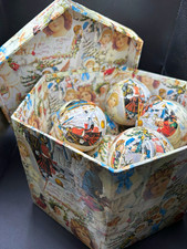 Vintage 1995 Victorian Style Christmas Ornaments Box Set Decoupage Paper Mache picture