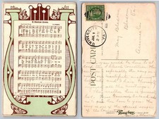 1909 A Starless Crown Sheet Music Postcard - Tullar-Meredith Hymn Art Nouveau picture