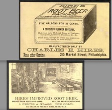 Very RARE c 1870's Hires Root Beer 5¢ Glass Errickson RM.12 Victorian Trade Card picture