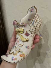 Antique Dresden Style Porcelain Slipper Shoe Figurine Richard Klemm Large 8