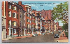 Beacon Street Boston MA Colourpicture Postcard Beacon Hill 1950s Cars picture