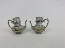 Teapot Silver Metal Salt &Pepper Shakers Missouri Souvenir 1.5