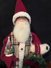Handmade Primitive Santa Claus with Wool Sheep picture