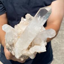 1680G Large Natural White Clear Quartz Crystal Cluster Rough Healing Specimen picture
