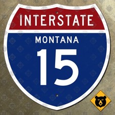 Montana Interstate 15 route marker Butte Helena highway 1957 road sign 18x18 picture