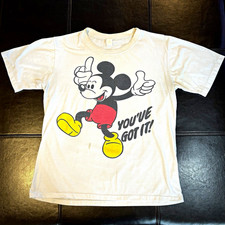 80s Vintage  Disney Mickey Mouse White Graphic T-Shirt Adult Unisex S picture
