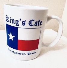 Rare Kings Cafe Coffee Mug Montgomery Texas Bikers Flag 10 Oz picture