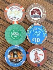 VHTF Lot of (6) Various $10 Casino Chips picture