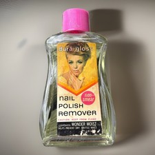 Vintage 1960s Dura-gloss Nail Polish Remover Glass Bottle Prop 3.1 FL Oz picture
