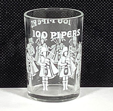 Vintage Seagrams 100 Pipers Etched Shot Glass Scotch Whiskey Barware Bagpipes picture
