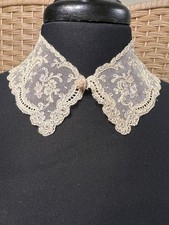 Antique VTG 20s-30s Bobbin Lace Dainty Collar Necklace Beige w/ Pink Lavender picture