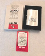 Vintage 1982 Zippo Lighter ESM Inc Advertising Brushed Chrome Unfired Box Papers picture