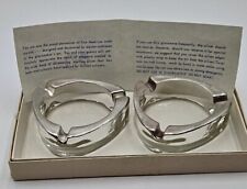 VTG Pair Of Crystal Ashtrays By Distinguished Gift Sterling Silber Band IN BOX  picture