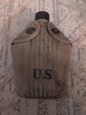 Vintage Original US Military M1910 Canteen Canvas Cover - Lift-The-Dot Snaps picture