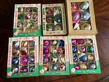 HUGE Lot of Vintage Poland Italy Shiny Brite Glass Christmas Ornaments w/ Box picture