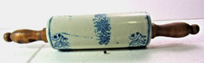 ANT. VTG. BRUSH McCOY BLUE & WHITE WILDFLOWER STONEWARE ROLLING PIN  15