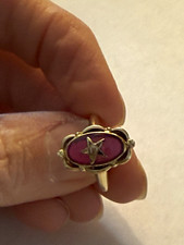 Vintage 10K gold Order of the Eastern Star ring sz 4.5 simulated ruby stone picture