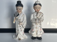 Pair of Vintage Porcelain Asian Couple Figurines About 6