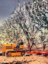 Vintage Oliver Farm Equipment Tractor Christmas Holiday Seasons Greetings Card picture