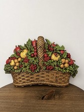 Vintage 1978 HOMCO Retro Kitchen Fruit Basket Wall Plaque 3D Made in USA picture