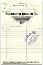 1910 Rochester Rubber Co. Paid Billhead, Granby, Conn. picture