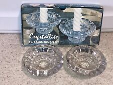 Vintage 1995 Crystallite 2 Pc Votive 3 In 1 Candleholder Set Centerpiece w/ Box picture