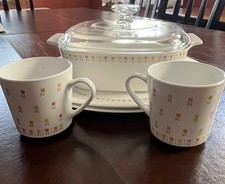 RARE VTG Centura By Corning April Tulips 1.5 Quart PLUS Serving Platters/Cups  picture