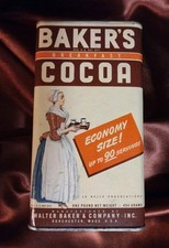 RARE Vtg 1 LB Baker's Breakfast Cocoa Collectible Container *EMPTY 8