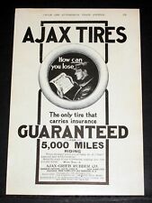 1906 OLD MAGAZINE PRINT AD, ONLY AJAX-GRIEB RUBBER TIRES THAT CARRIES INSURANCE picture