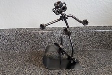 Metal Art Scupture Welded Nuts and Bolts Skateboarder 7 inch Tall picture