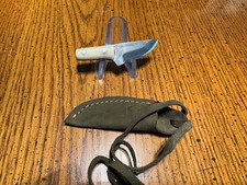 Miniature High Carbon Steel Cleaver Knife, bone handle,  naugahyde neck hanger picture