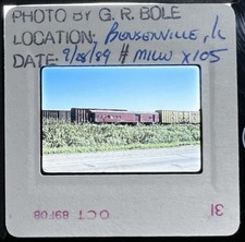 Vint 1989 35mm Train/Railroad Slide MILW X105, Milwaukee Road, Bensenville, IL picture