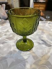 Vintage FTD 1975 Green Glass Oak Leaf Candy Dish, Vase picture