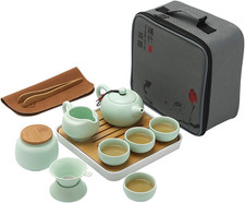 Ceramic Kungfu Tea Set - Complete Travel Tea Set with Teapot, 4 Teacups, Tea Can picture