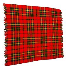 FARIBO Pac a Robe Wool Blanket Plaid Mill Camp Throw Red Fringe 55 X 52 picture
