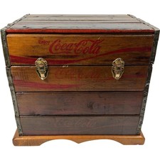 Coca-Cola Vintage Wooden Storage Chest Box Collectible 16x14x12 in Used picture