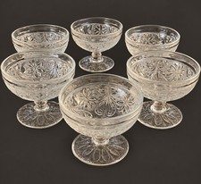 Set of 6 Indiana Glass Sandwich Clear Champagne/Tall Sherbet ~Knob Stem~ 3.50 in picture