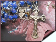 Vintage Italian Venetian Blue Lampwork Glass Rosary Blest .925 Sterling Silver picture
