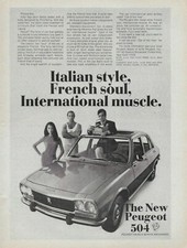 1970 Peugeot 504 Italian Style French Soul Int'l Muscle Sedan Vintage Print Ad picture
