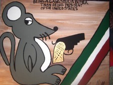 HENRY HILL GOODFELLA ART ITALIAN FLAG WITH RAT ON 20 X 18 CANVAS picture