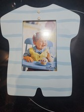 Hallmark~Baby Boy Outfit~Wooden Frame~Holds 3 1/2