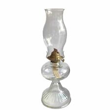 Oil Lamp Eagle Burner Risdon 18” Clear Pressed Glass w Shade Ribbed Plume Atwood picture