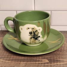 Vintage Matthew Adams 1950s Alaska Series Polar Bear Cup and Saucer picture